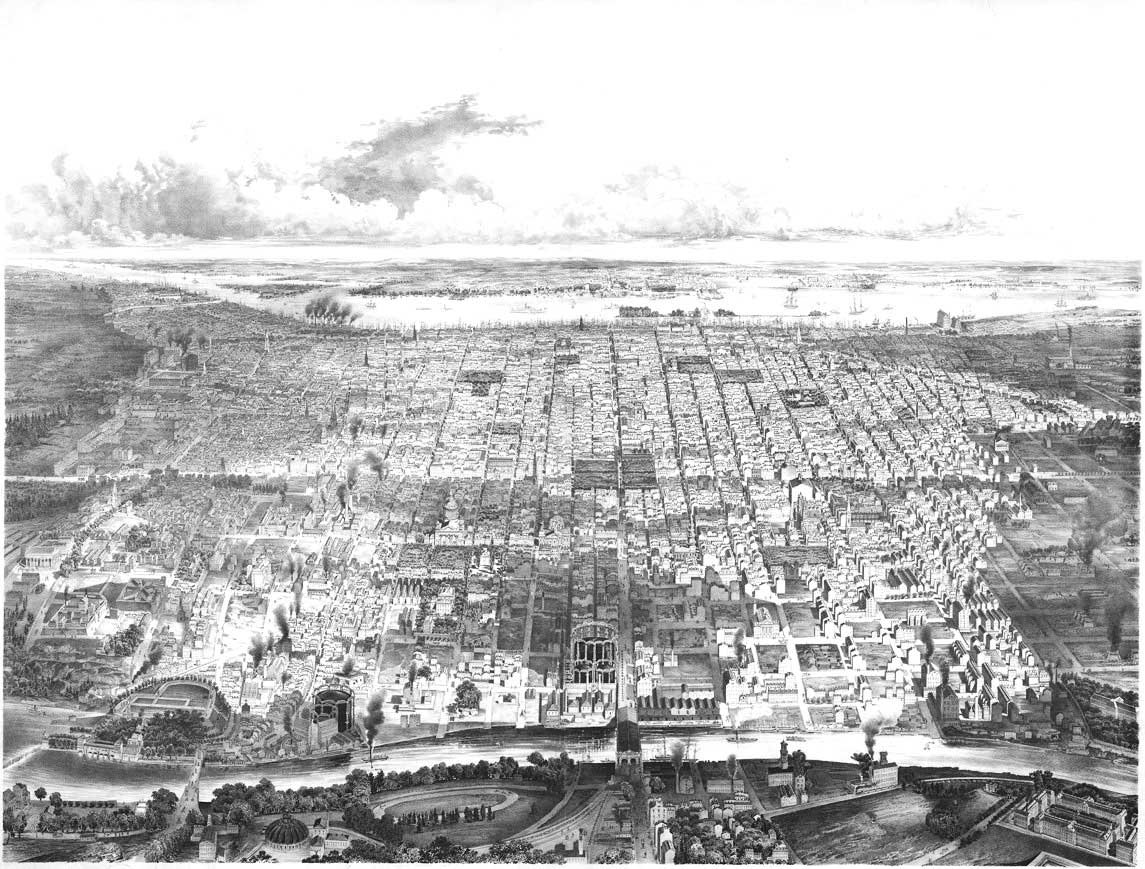 BIRD’S EYE VIEW OF PHILADELPHILA - 1857